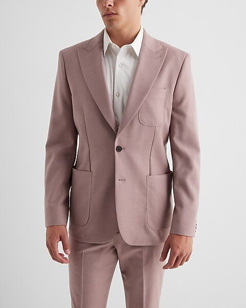 Extra Slim Dusty Pink Wool-Blend Flannel Suit Jacket | Express