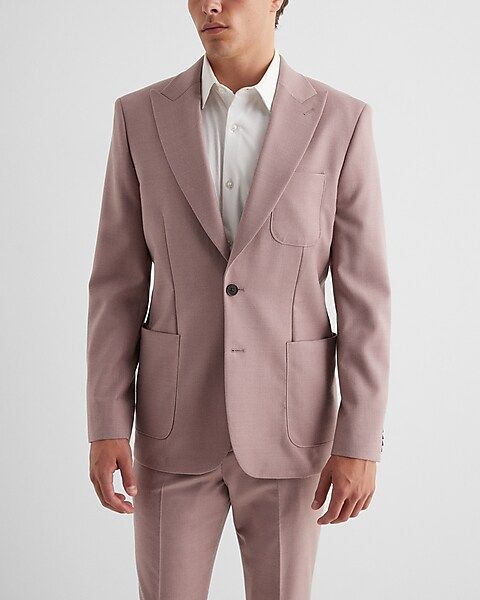 Extra Slim Dusty Pink Wool-Blend Flannel Suit Jacket | Express