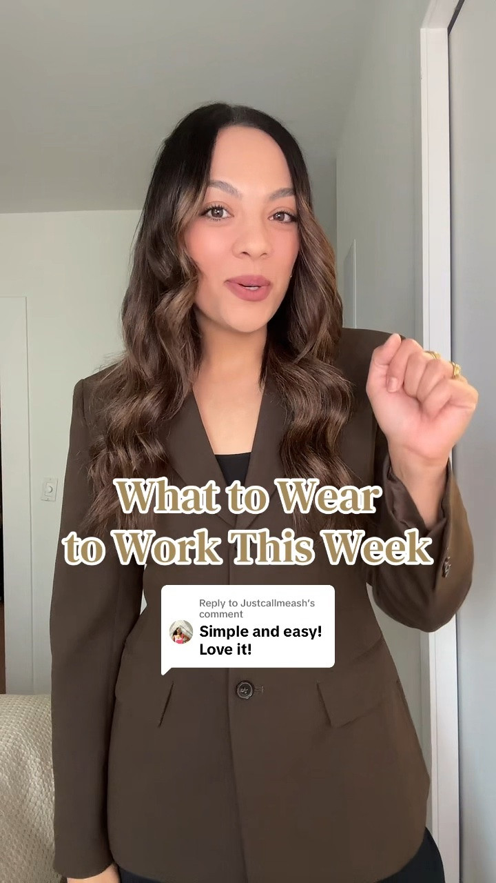 Here is what you can wear to work this week!

Monday:
-Aritzia black tailored trousers, I have a size 10.
-Aritzia brown cinched waist blazer, I have a size 10. 
-Black pointed kitten heels, similar options linked.
-Ganni leopard print tote bag.

Tuesday:
-Aritzia brown pleated midi skirt, I have a size medium.
-Aritzia beige cashmere cardigan, similar linked. .
-Gold slingback kitten heels, similar linked.  

Wednesday:
-Mango black linen tank top, I have a medium. 
-Aritzia olive green pull-on pants, I have a size medium. 
-Banana Republic gold pendant necklace. 
-Sézane black cardigan, I have a large. 

Thursday:
-Massimo Dutti green knit sweater, I have a large. 
-Dissh beige linen trousers, I have a size 8. 
-Quince black and silver studded belt. 

Friday:
-Aritzia black oversized blazer, I have a size 10.
-Abercrombie black tank top, I have a medium.
-Citizens of Humanity medium wash baggy jeans, I have a size 29.

#LTKworkwear #LTKstyletip #LTKcanada