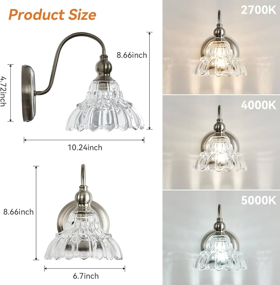 Brushed Nickel Wall Sconces Bathroom Wall Light Fixtures Modern Vanity Lights for Bathroom Bedroo... | Amazon (US)