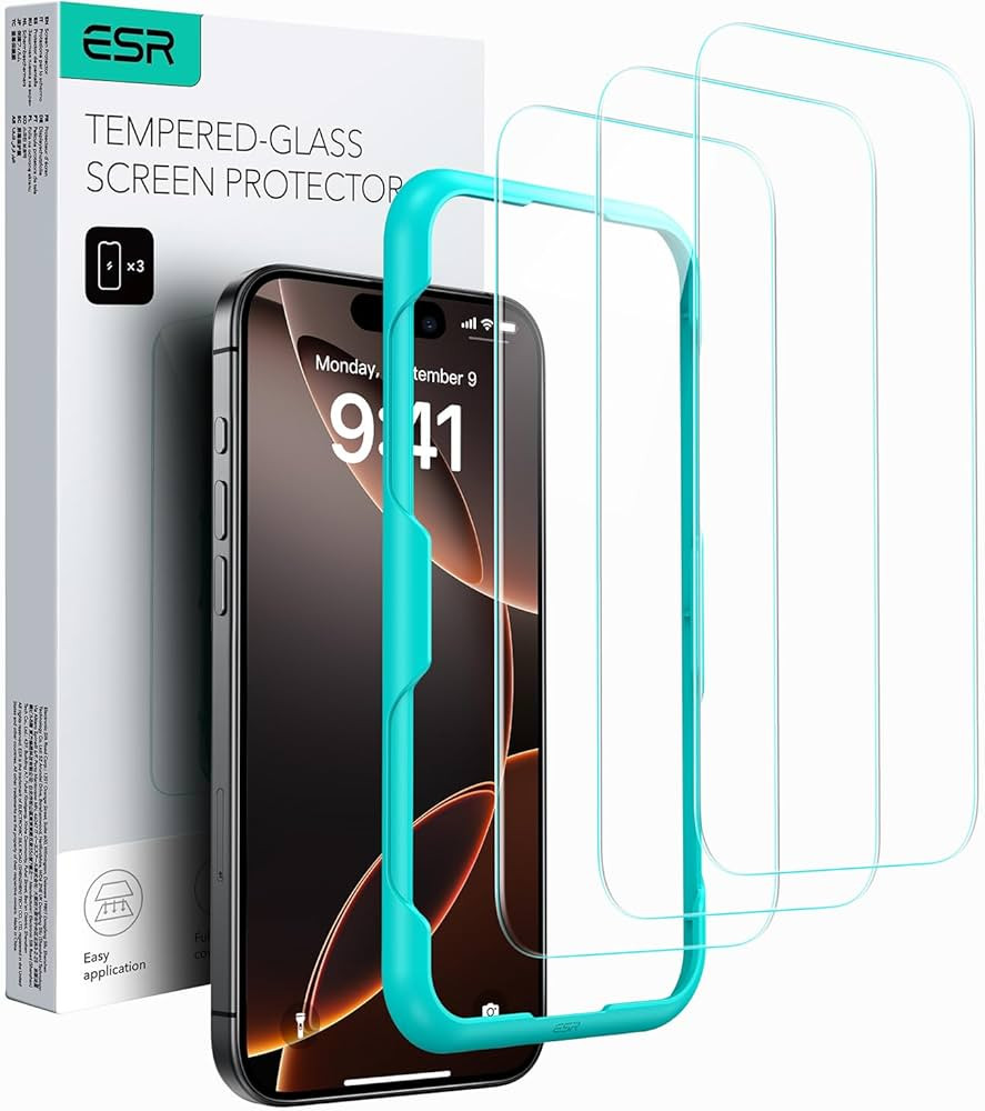 ESR 3 Pack for iPhone 16 Pro Max Screen Protector, [9H Hardness] [Military Grade Shatterproof] Te... | Amazon (US)