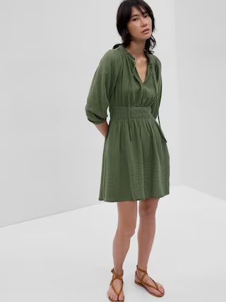 Puff Sleeve Tie-Front Mini Dress | Gap (US)