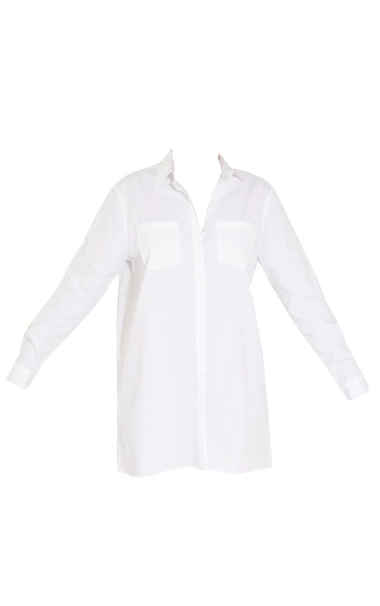White Long Sleeve Button Shirt Dress | PrettyLittleThing US