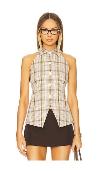 Veronica Beard Orlinda Vest in Neutral,Tan. - size 12 | Revolve Clothing (Global)