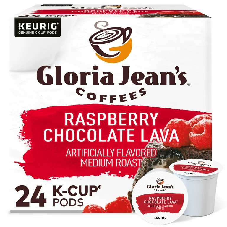 Gloria Jean's Coffee, Raspberry Chocolate Lava Medium Roast K-Cup Coffee Pods, 24 Count | Walmart (US)