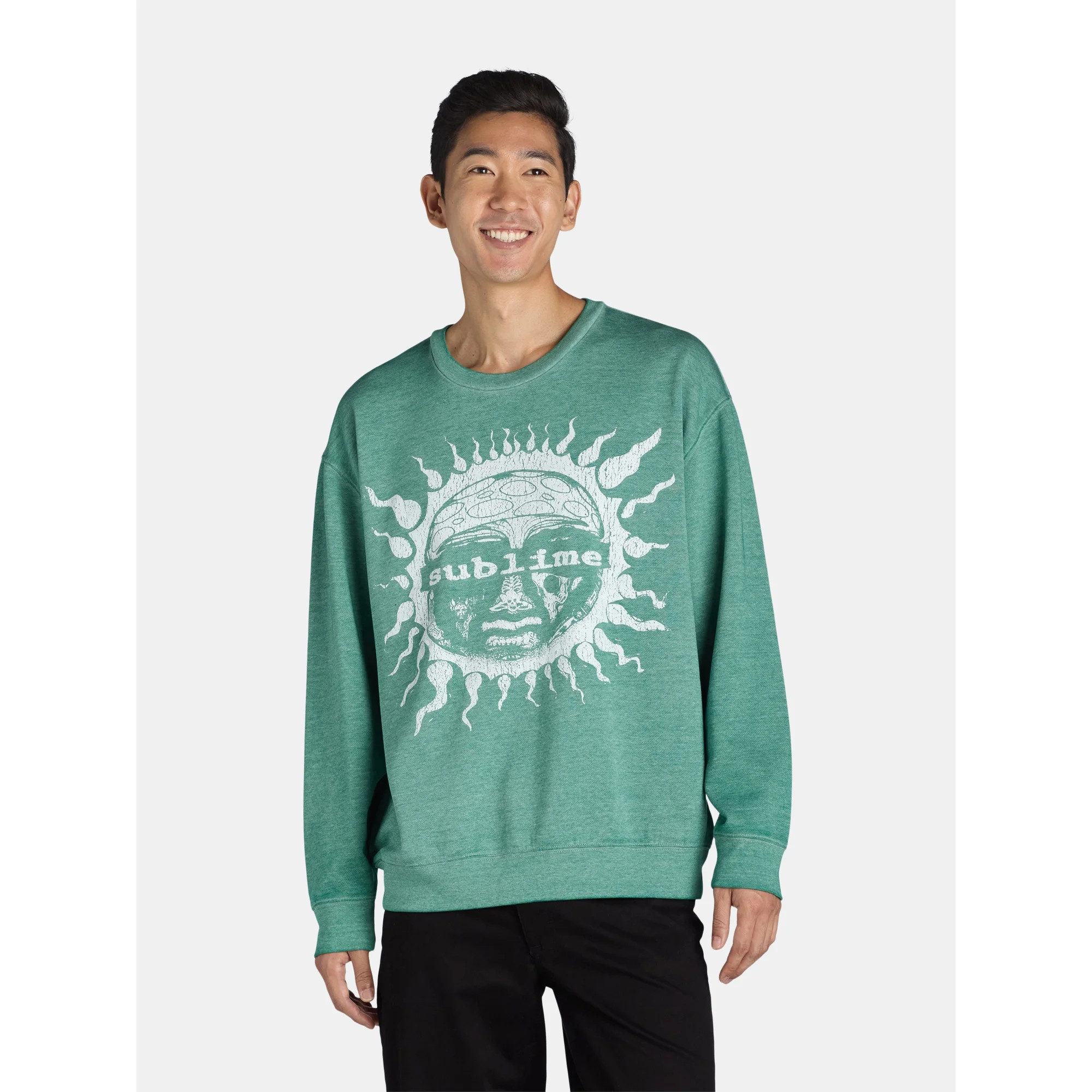 Sublime Men's & Big Men's Burnout Crewneck Fleece Sweatshirt with Long Sleeves, Sizes XS-3XL | Walmart (US)