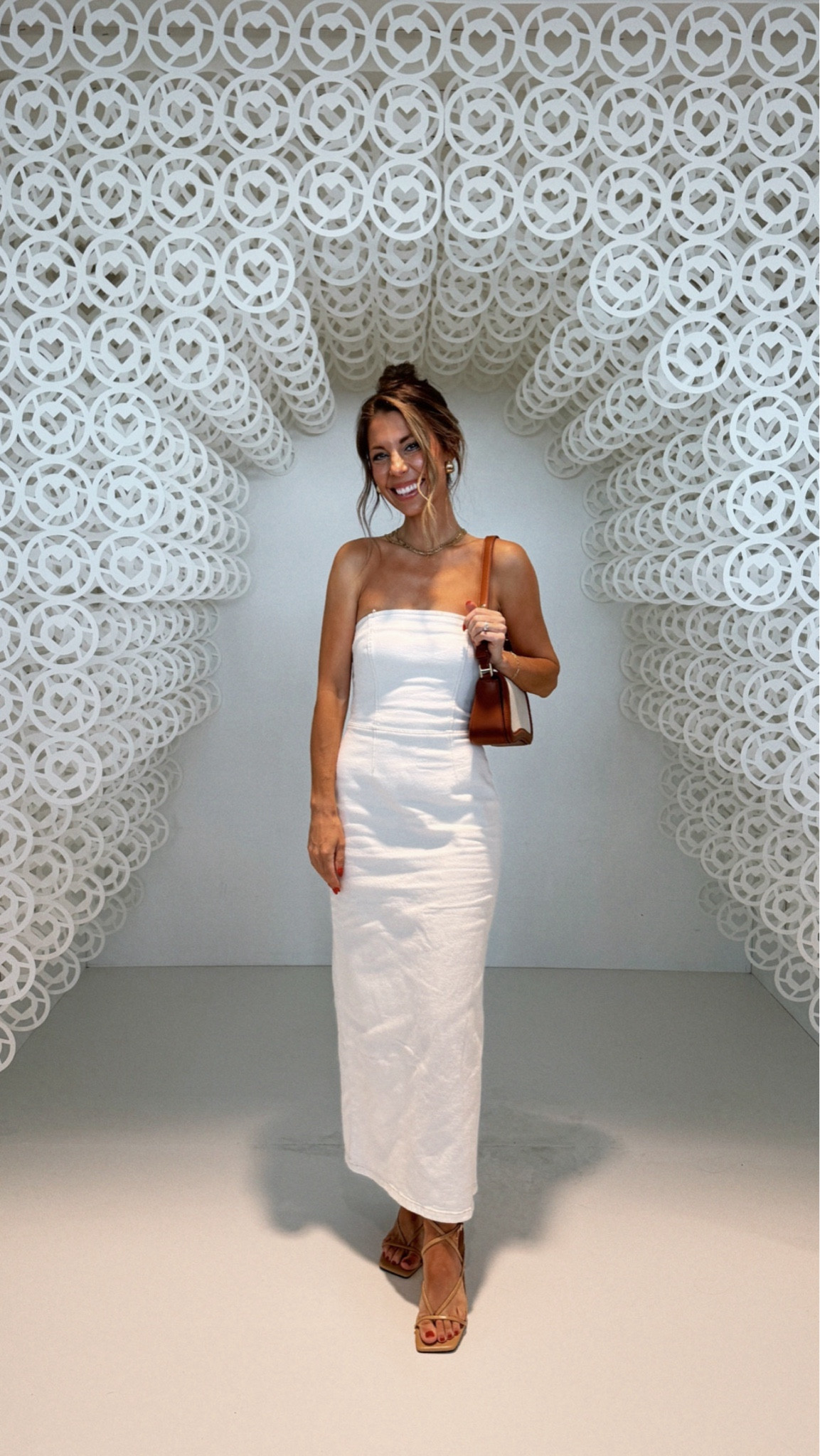 white christmas dresses Off White Denim Strapless Pleated Mini Dress