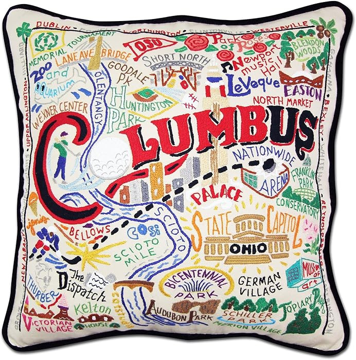 Catstudio Columbus Hand Embroidered Decorative Throw Pillow | Amazon (US)