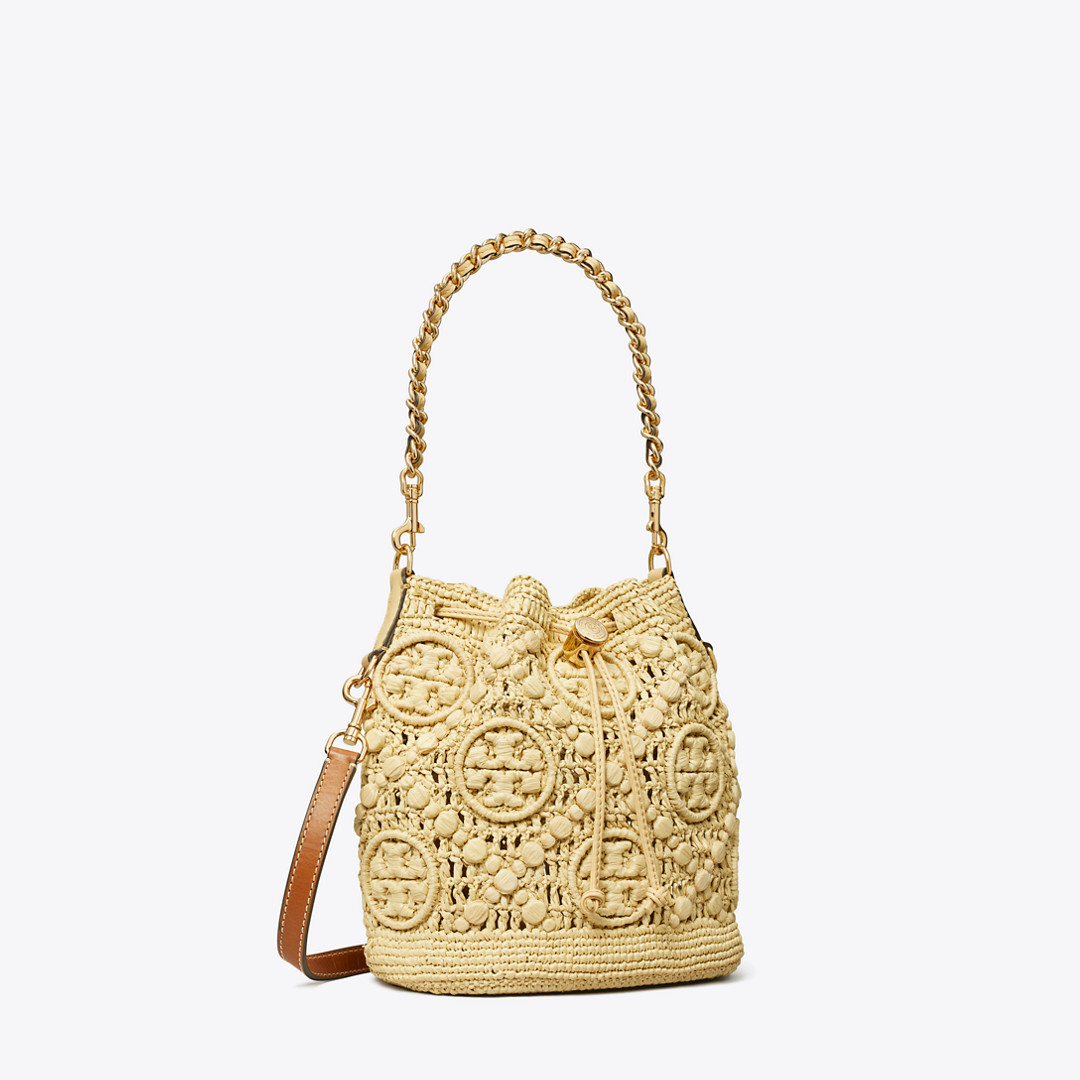 Tory Burch T Monogram Raffia Bucket Bag | Tory Burch (US)
