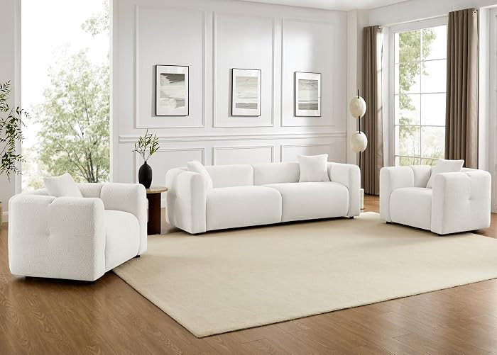 VANOMi Living Room Furniture Sets Include 95" Sofa & 42" Armchairs, Boucle Upholstered Oversized ... | Amazon (US)