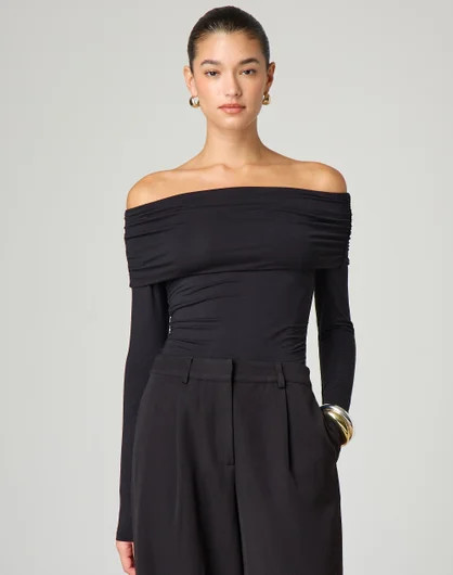 Ruched Off Shoulder Long Sleeve Top | Glassons (Australia)