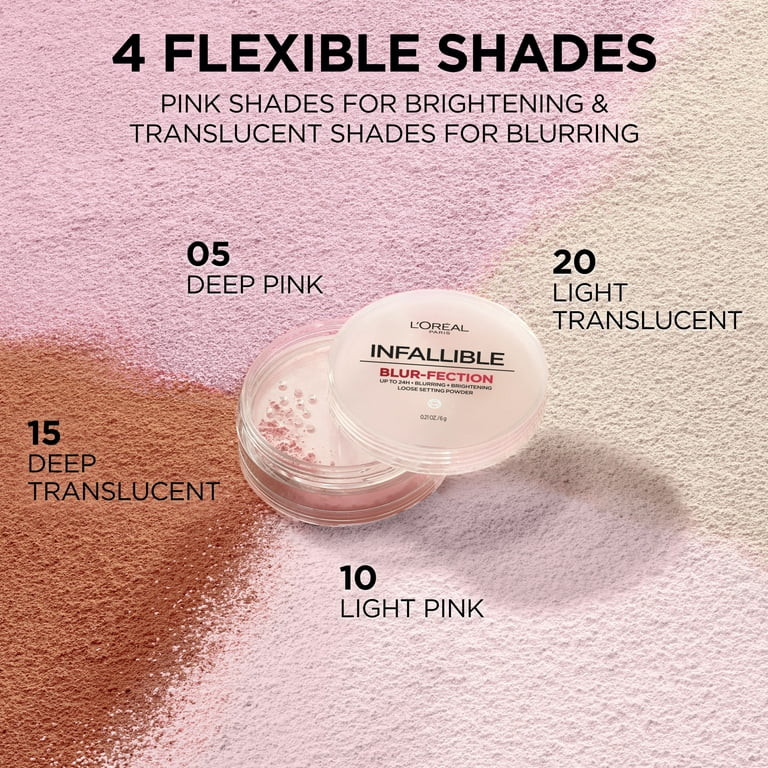 L'Oreal Paris Infallible Blur-Fection Loose Setting Powder, Brightening Finish, Light Pink, 1 Kit | Walmart (US)