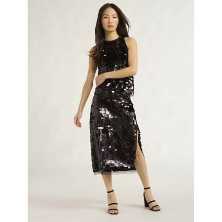 Scoop Women s Paillette Sequin Midi Skirt Sizes XS-XXL | Walmart (US)