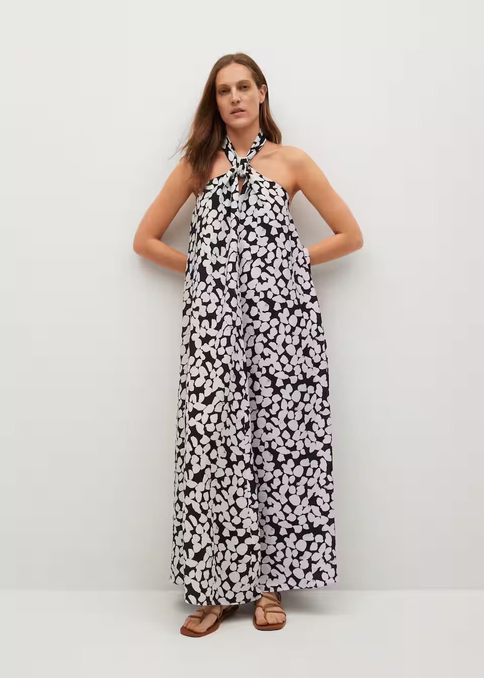 Printed halter gown | MANGO (US)