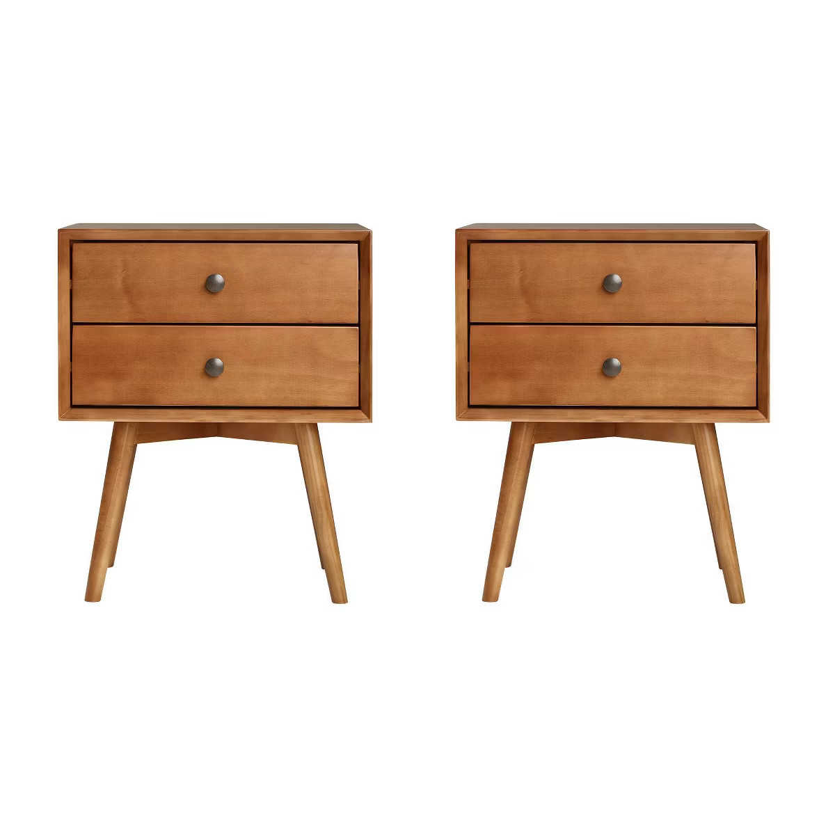 Greenberg 2 Drawer Mid-Century Modern Solid Wood Nightstand - Saracina Home | Target