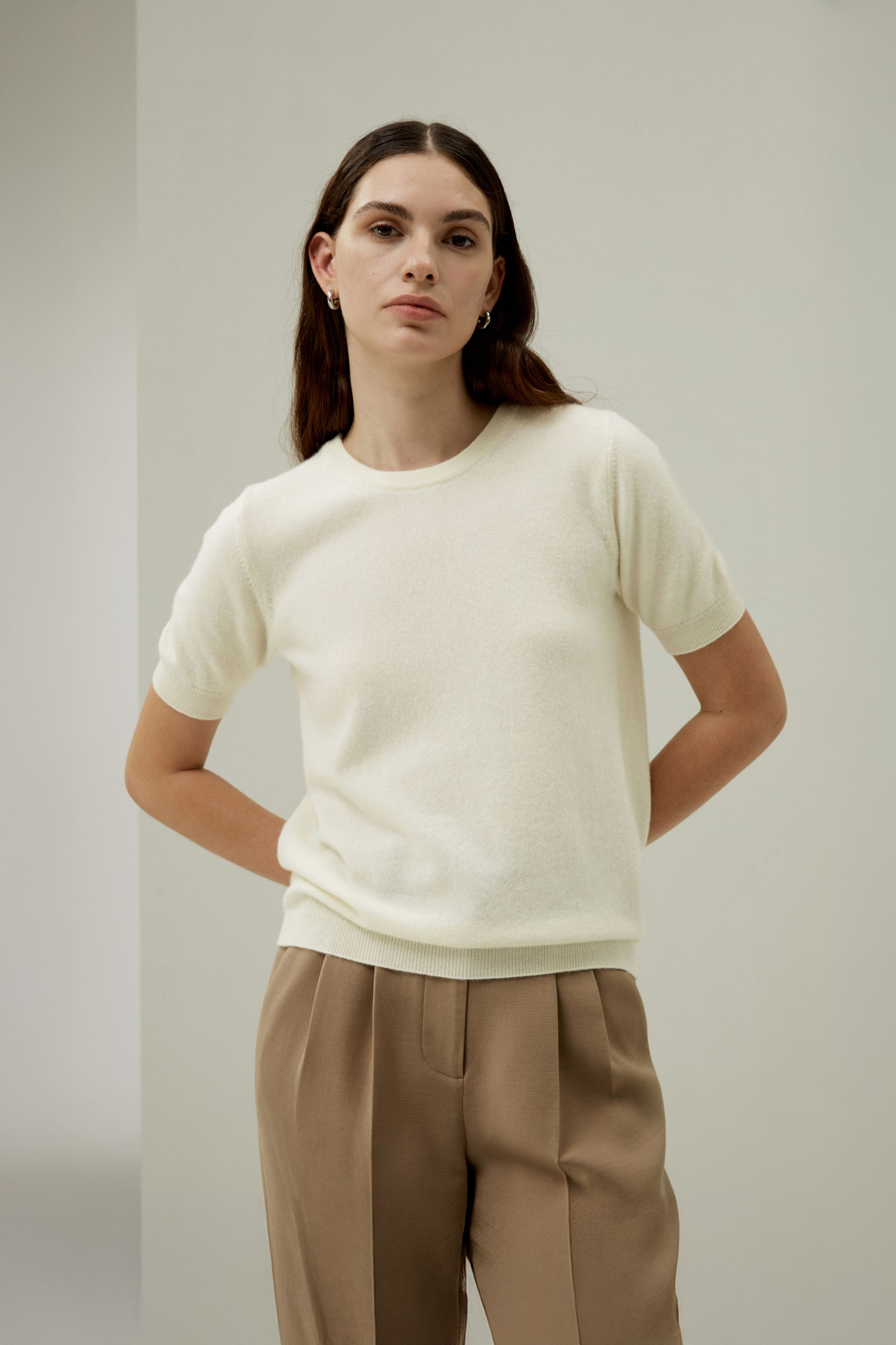 Crew Neck Basic Knit Top | LilySilk