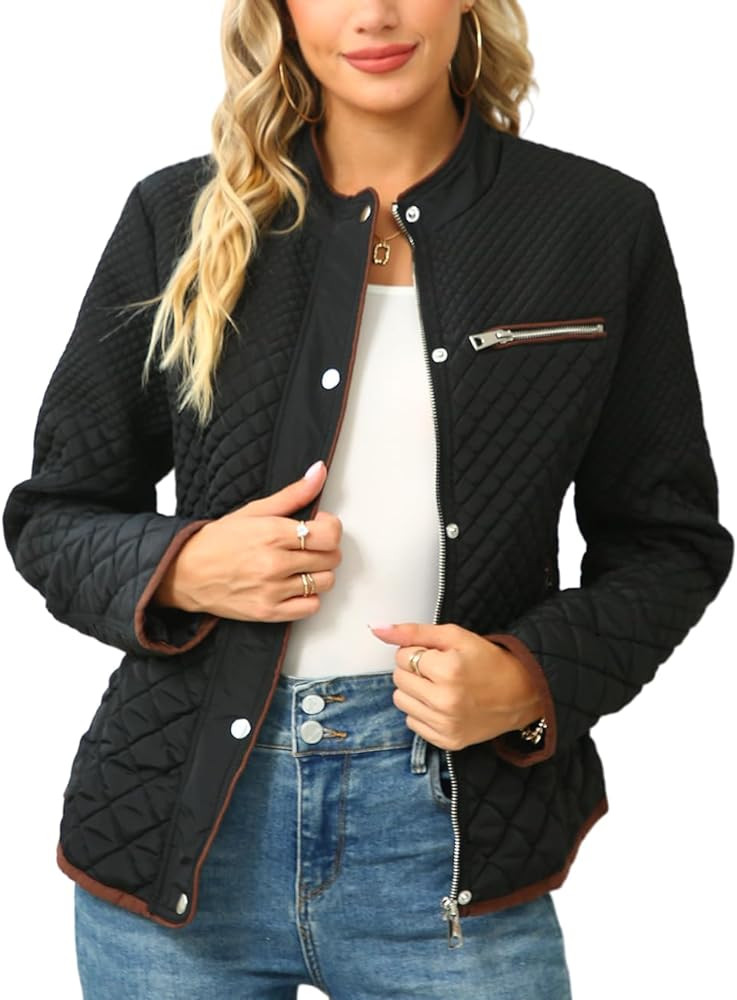 Bellivera Women's Stand Collar Lightweight Quilted Puffer Jacket Padded Zip Coat for Fall and Win... | Amazon (US)