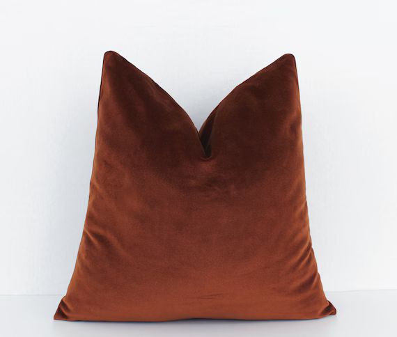 Terracotta Velvet Pillow Rust Velvet Pillow Copper Brown | Etsy | Etsy (US)