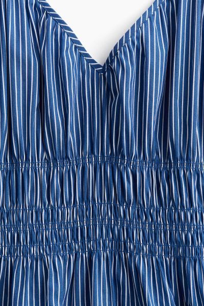Cotton Dress with Smocked Waist - Blue/striped - Ladies | H&M US | H&M (US + CA)
