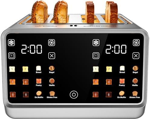 4 Slice Toaster Wide Slot– Dual Digital TouchScreen & Independent Control Panel | Single-Slot T... | Amazon (US)