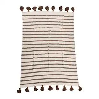 Brown Wide Striped Cotton Throw Blanket with Tassels | Michaels Stores