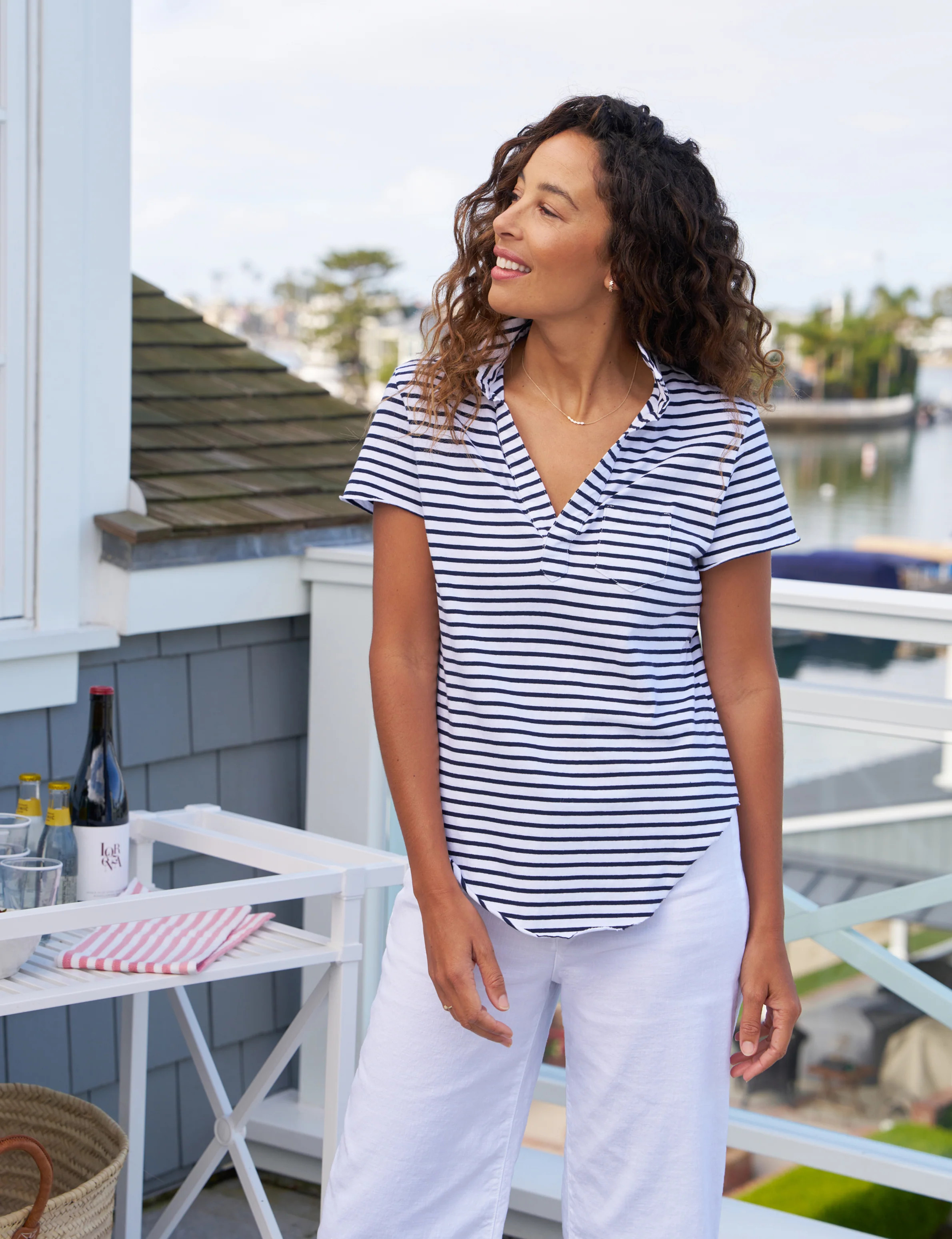 CHARLOTTE Navy French Stripe, Heritage Jersey | Frank & Eileen