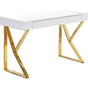 Best Master Furniture Philon 47" Modern Wood Computer Desk in Gold | Cymax