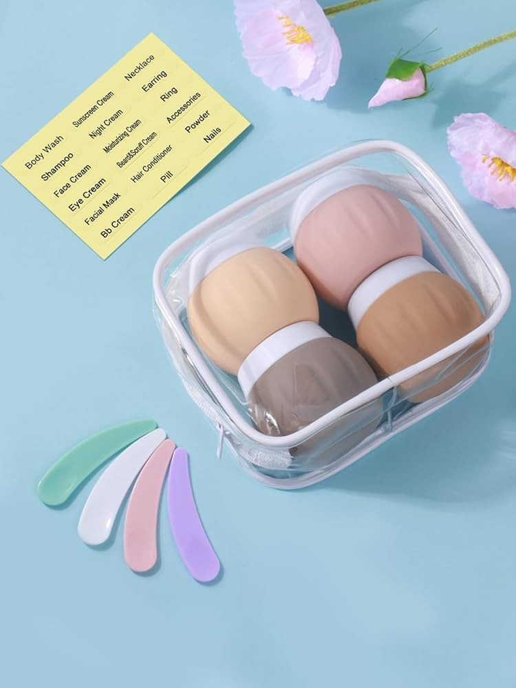 Travel Containers for Toiletries, TSA Approved 1.7oz 50ml Travel Size Silicone Cream Jars BPA Fre... | Amazon (US)