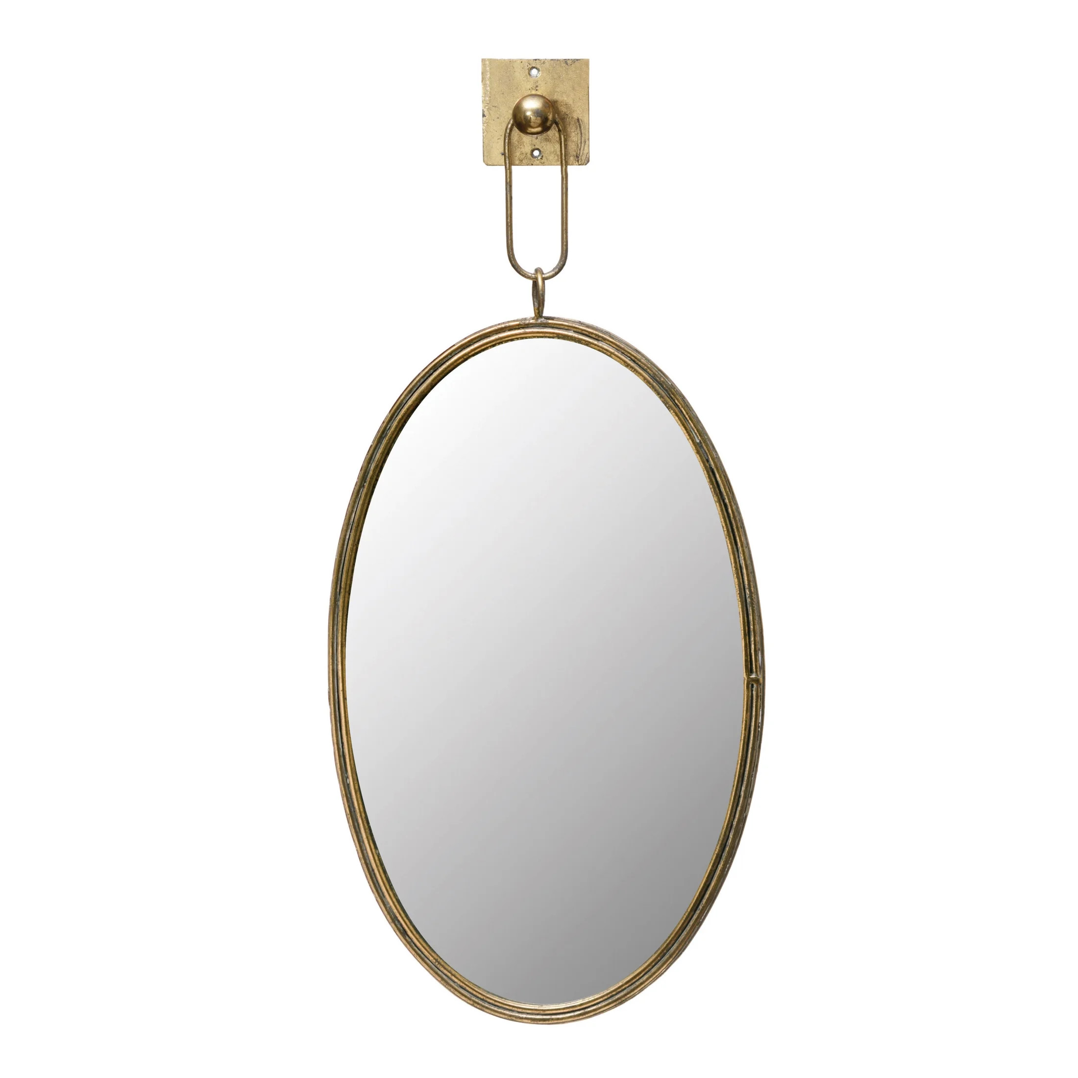 Creative Co-Op Oval Metal Framed Wall Mirror with Bracket, Gold | Walmart (US)