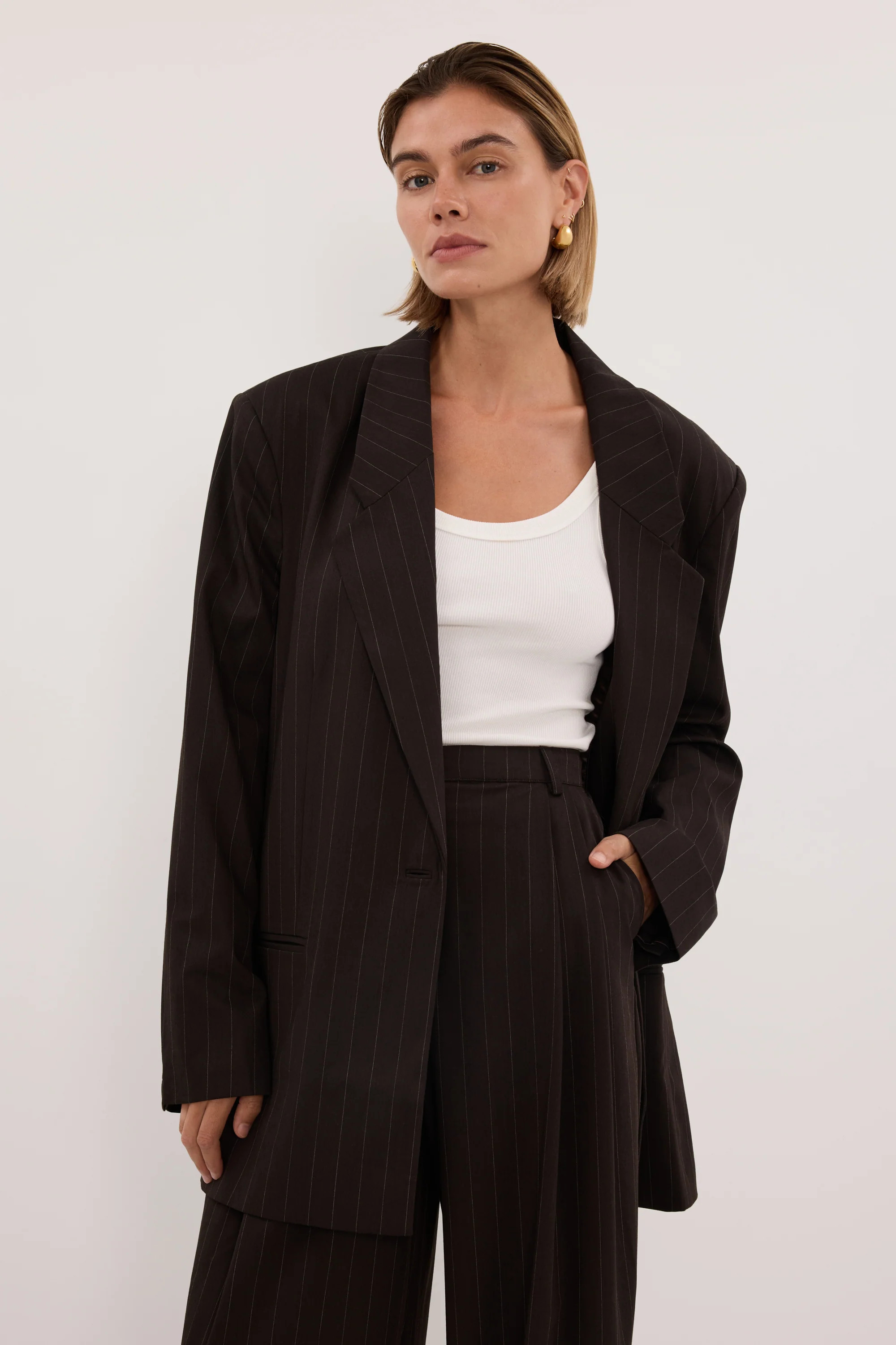 SIAN PEAT STRIPE OVERSIZE BLAZER | DISSH
