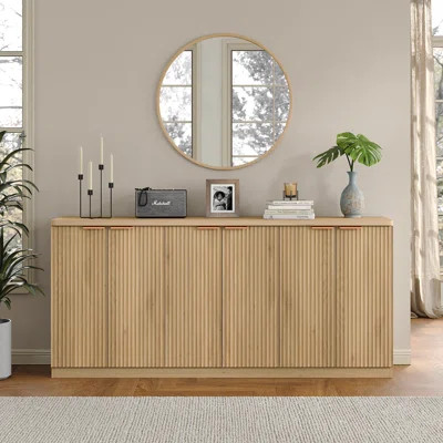 Buffet Sideboard Cabinet With Storages, Fluted Modern Buffet Table Coffee Bar Wine Bar Storage Cabinet With Doors & Shelves For Dining Room, Living Ro | Wayfair North America