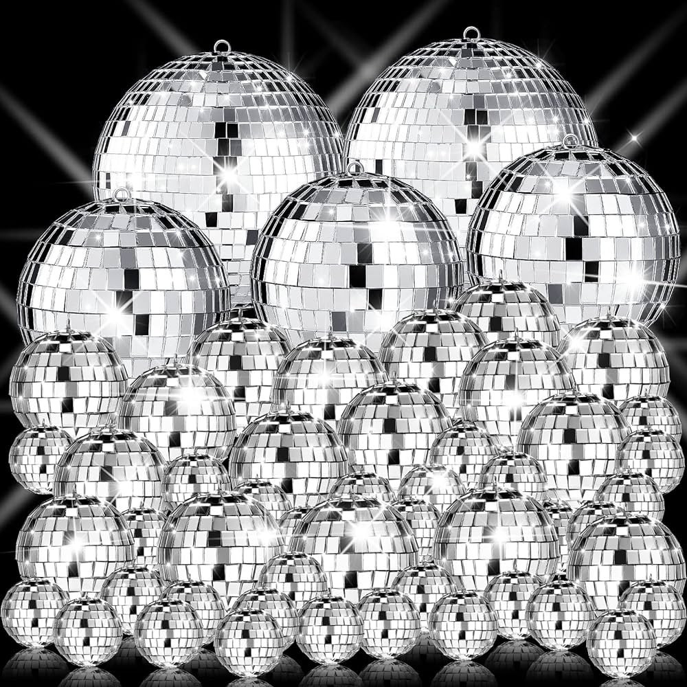 Sumind 50 Pcs Christmas Hanging Disco Ball Ornaments Mini Disco Ball Cake Decoration Bulk Reflect... | Amazon (US)