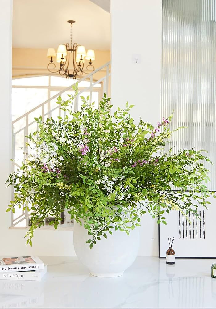 MISSPIN 12pcs 44inch Fake Flowers Home Decor Faux Greenery Stems Branches for Vase Artificial Flo... | Amazon (US)