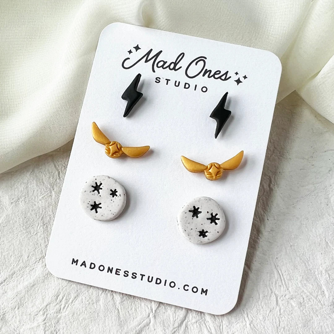 Magical Stud Earrings, 3 Pack, Magic Accessories, Handmade Clay Earrings, Stud Earrings, Wizard E... | Etsy (US)