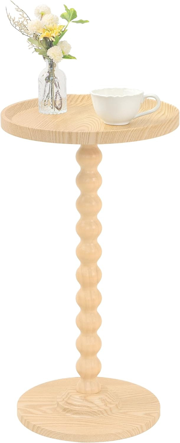 AWASEN Small Round Side Table, Round Drink Table for Small Spaces, Wood Accent End Table Living Room, Nightstand for Bedroom, Corners, Office, Natural | Amazon (US)