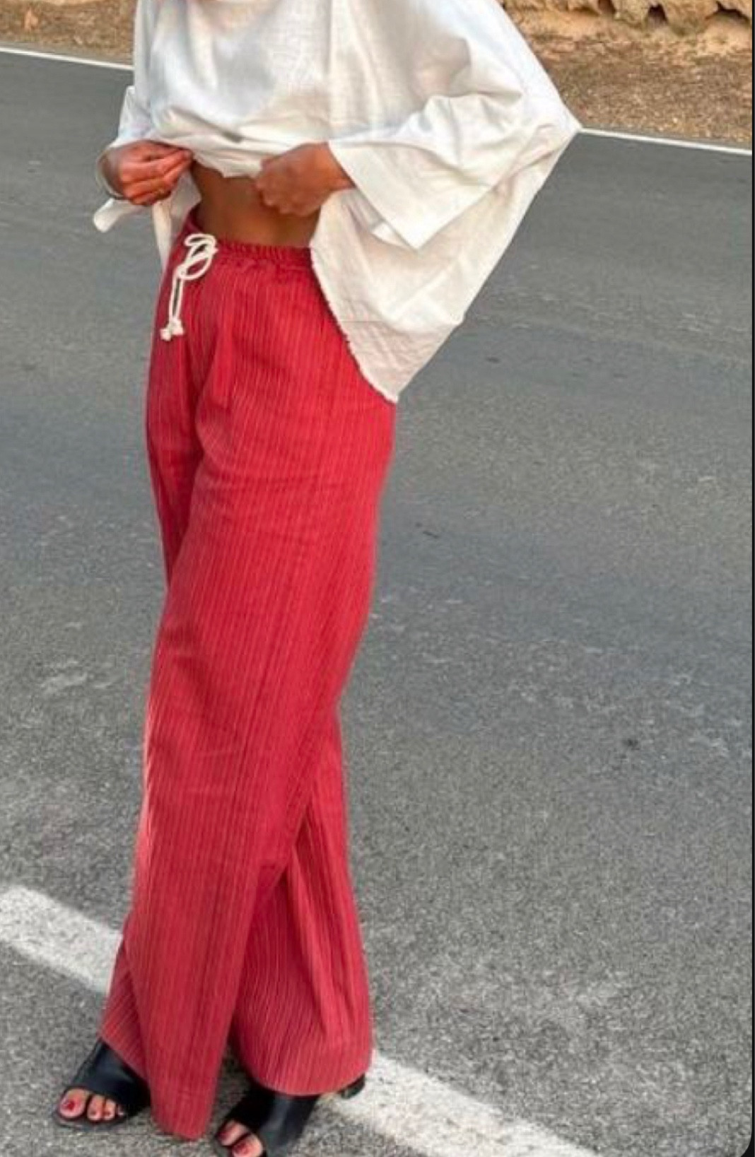 Cute and simple outfit perfect for cooler days.  Red linen pants paired with a white top and fashion shoes 🥰🥰

#LTKBump #LTKGiftGuide #LTKStyleTip