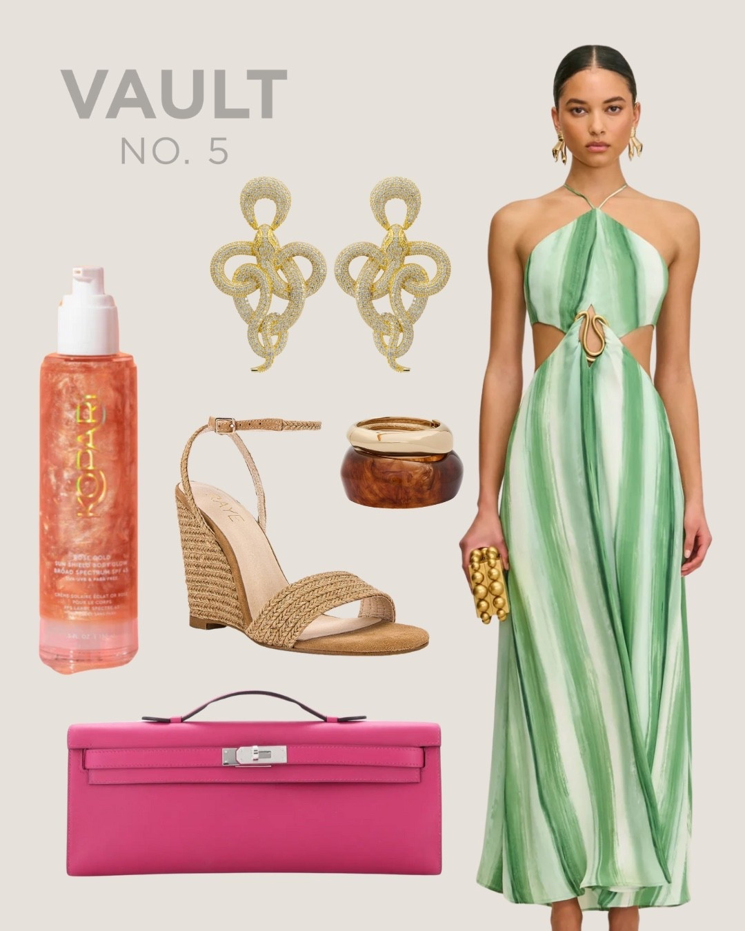 Golden hour in Miami hits different when you’re draped in goddess green 🌴✨ Tap to shop this full look — from the sculptural earrings to the statement Kelly clutch. Vault No. 5 curates the vacation wardrobe of your dreams.
💚 L
#VaultNo5 #LTKStyle #VacationEdit #MiamiStyle #LuxuryLooks #KellyToGo

#LTKBeauty #LTKStyleTip #LTKTravel