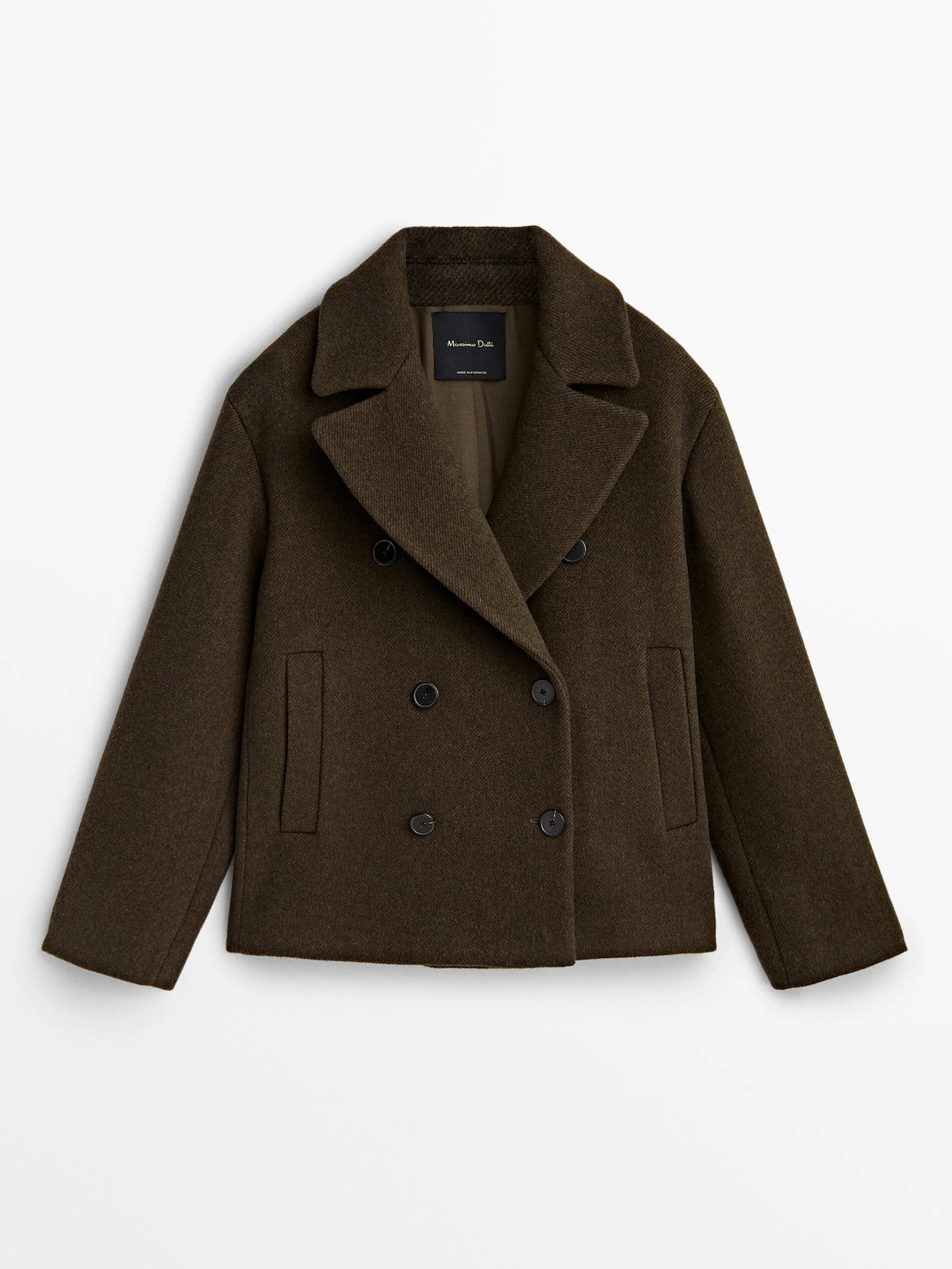 Short twill pea coat | Massimo Dutti UK