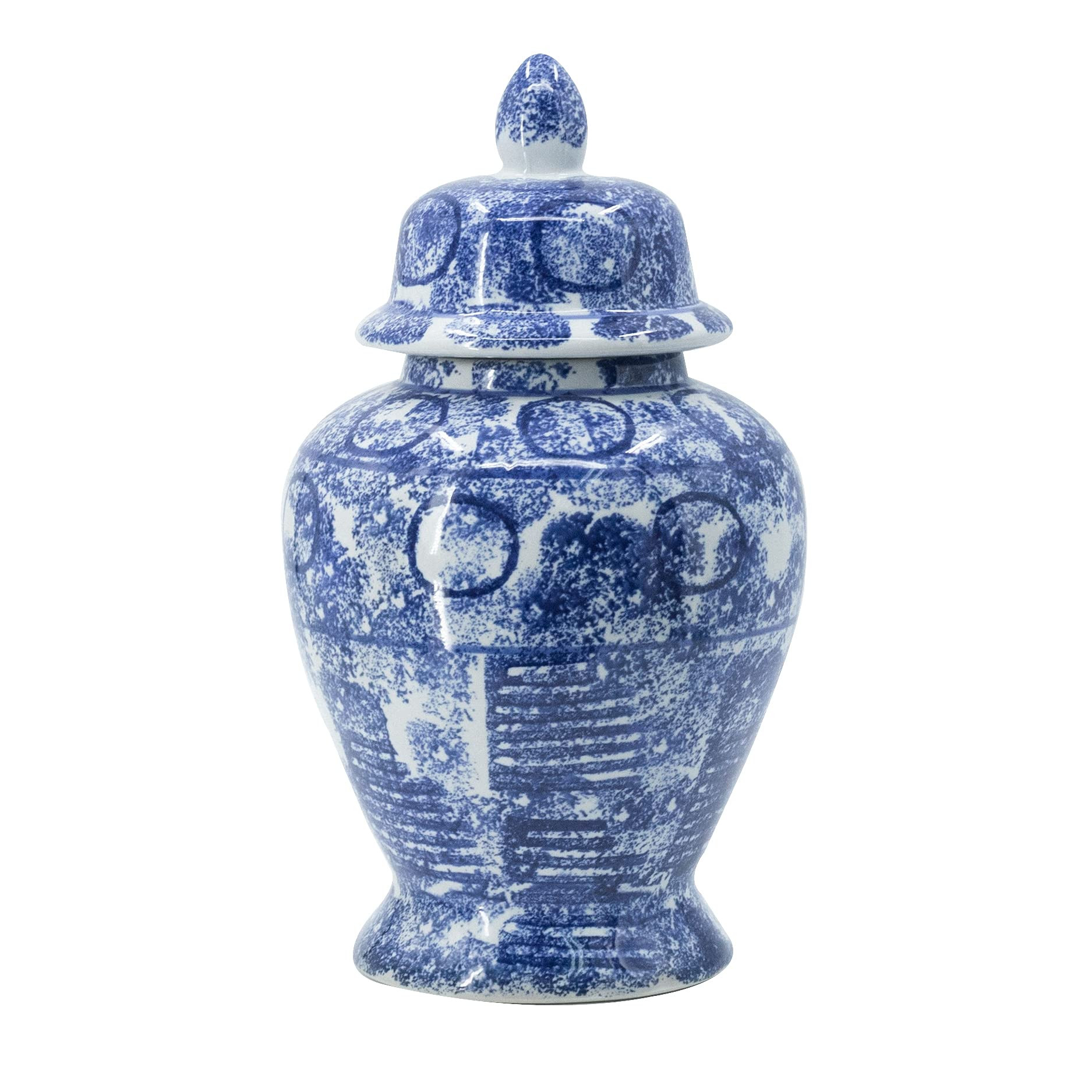 Benjara 17 Inch Tall Ginger Jar, Abstract Design Over Blue and White Porcelain | Amazon (US)