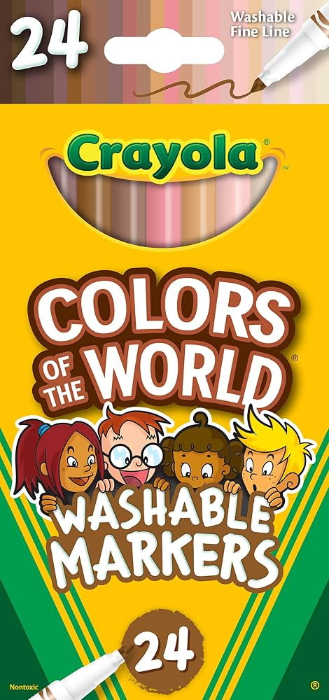 Crayola Colors of the World Markers (24ct), Washable Skin Tone Markers, Fine Line Markers for Kid... | Amazon (US)