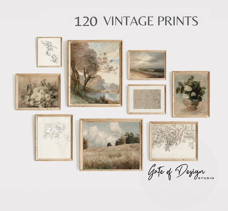 120 French Country Prints Set: Vintage Prints Rustic Decor, Cozy Neutral Muted Prints Digital Dow... | Etsy (US)