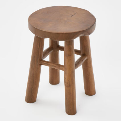 Brown Natural Wooden Stool 40x28cm | TK Maxx