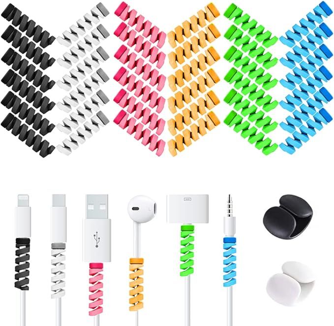 36 PCS Cable Protectors for iPhone iPad Charger End Cord Savers with 2 Desk Cable Clips, VIWIEU S... | Amazon (US)