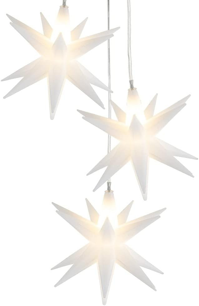 Ideen mit Herz 3-D LED-Sterne-Trio | Je Ø 10 cm | 3 LED-Lämpchen in Warmweiß | Mit Timer-Funkt... | Amazon (DE)