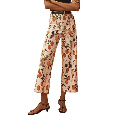 Mioliknya Women Wide Leg Denim Pants Casual Loose Fruit Print Crop Capri Jeans | Walmart (US)