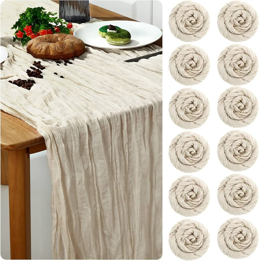 Cheesecloth Table Runner Wedding Table Runner Vintage Gauze Table Runner Boho Tablecloth, 35 x 12... | Amazon (US)