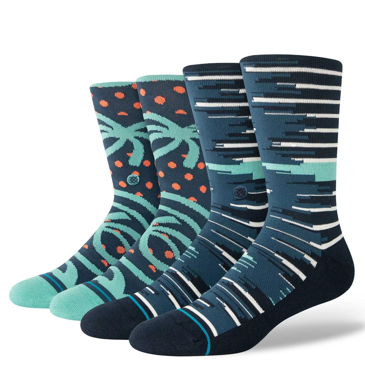 STANCE x WADE Men's Striped Seared Crew Socks 2pk - Blue/Light Aqua Blue L | Target