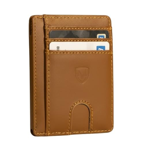 Mordano Leather Wallet Card Holder | RFID Blocking Protection Slim Minimalist Wallet For Men And Women | Front Pocket Thin Credit Card Holder | Genuine Leather Small Wallet (Brown) | Amazon (US)