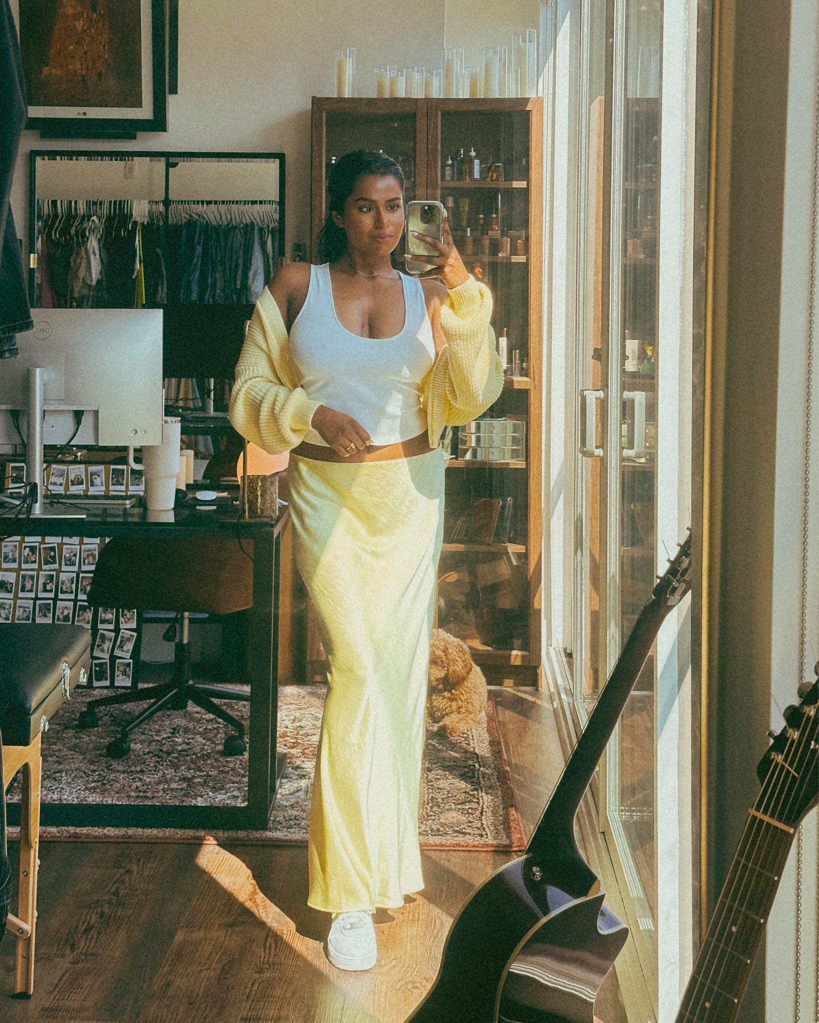 Soft yellow satin maxi skirt with matching yellow cardigan 💛

#LTKStyleTip #LTKFindsUnder50 #LTKFindsUnder100