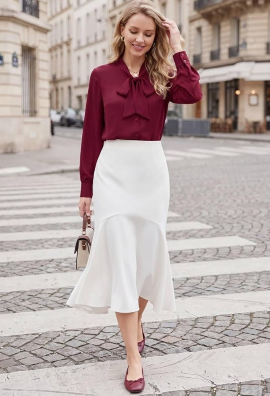 Bow tie neck bodysuit blouse with that polished feminine workwear feel. ♥️ Perfect for office outfits, business casual days, meetings, interviews, church, dinner plans, date nights, or dressy casual looks when you want something sleek, tucked in, and put together. The button down front, long sleeves, and tie neck detail give it that classic blouse look while the bodysuit fit keeps everything smooth under skirts, trousers, and jeans. 

Grab this blouse if your workwear closet needs a polished piece that stays perfectly tucked all day. ✨

#LTKWorkwear #LTKOver40 #LTKMidsize